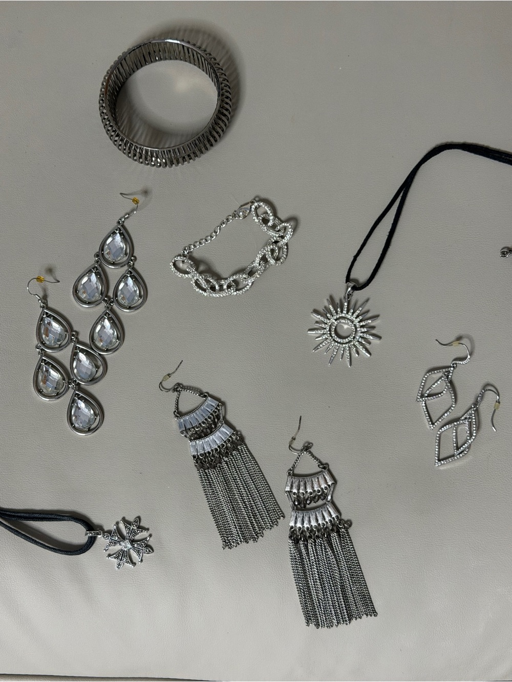 Assorted Silver-Tone Sparkly Jewelry